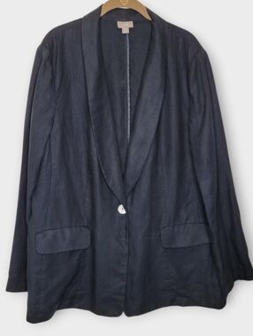 J Jill Linen Relaxed Blazer XL Black